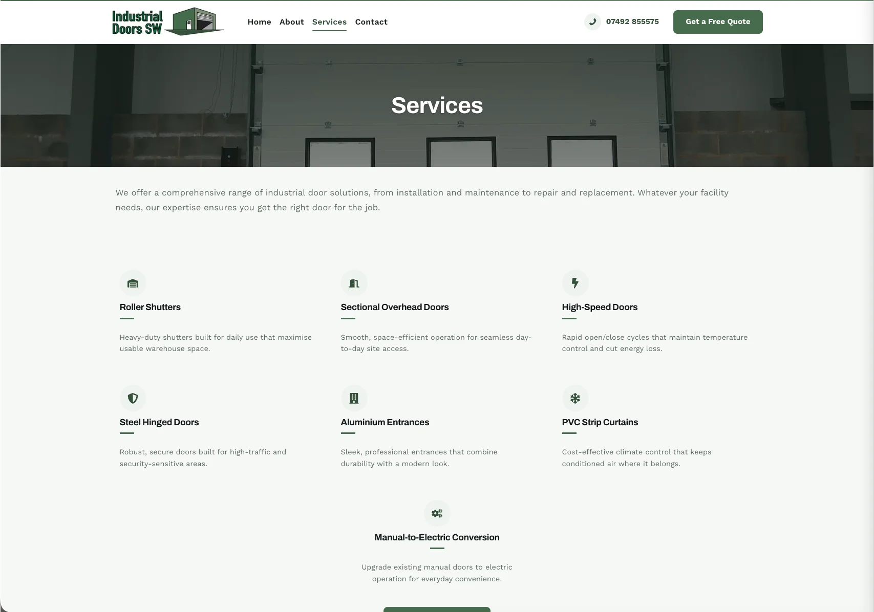 Industrial Doors SW Ltd Showcase - Technical Implementation Detail 2