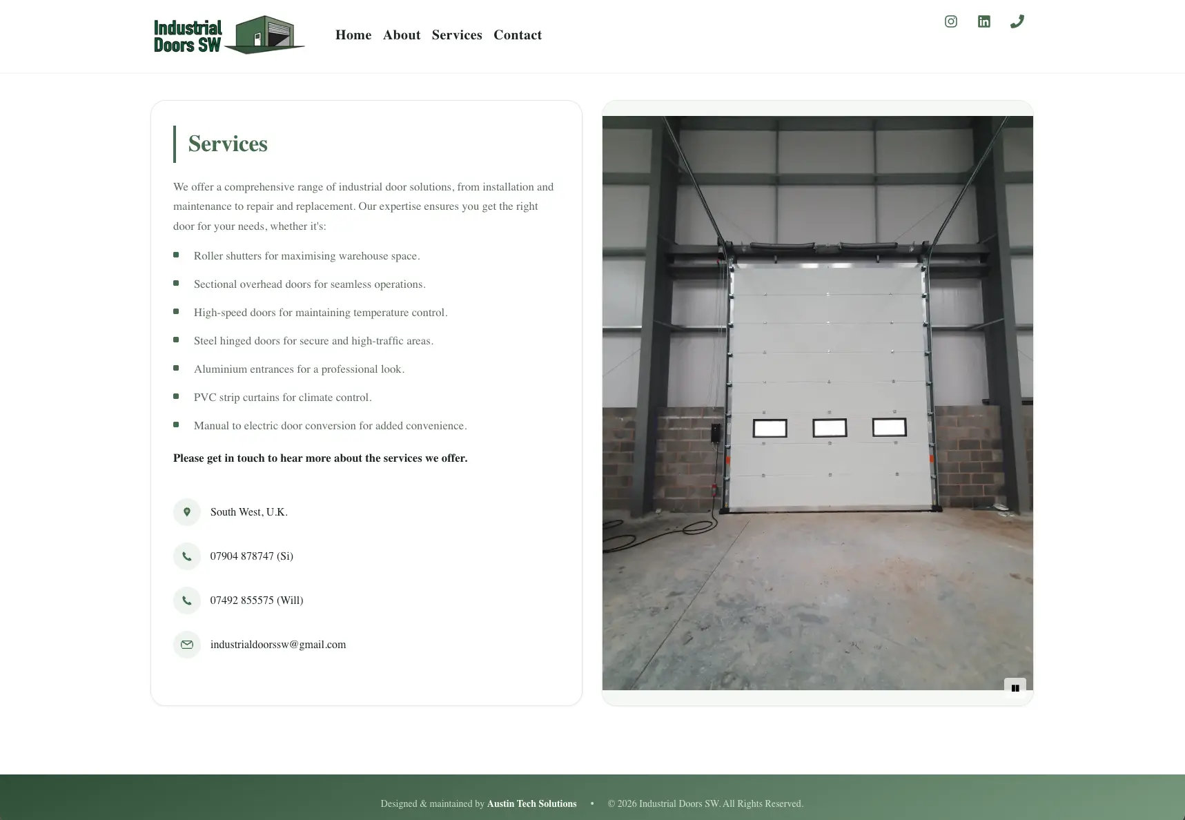 Industrial Doors SW Ltd Showcase - Technical Implementation Detail 2